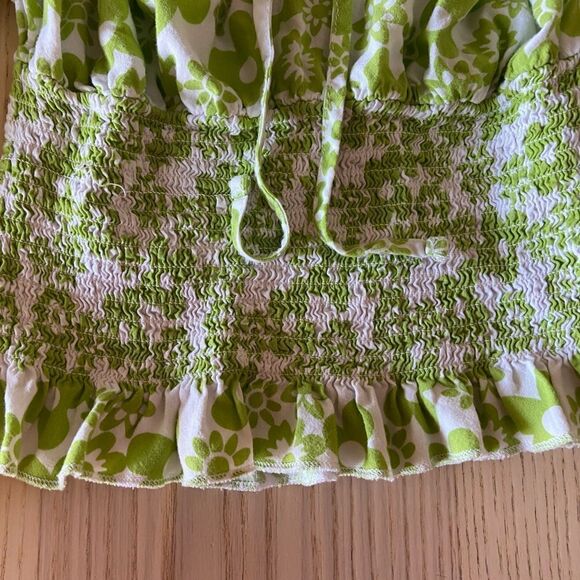Almost Famous Green and white Floral boho crop top retro blouse- small - Picture 3 of 6